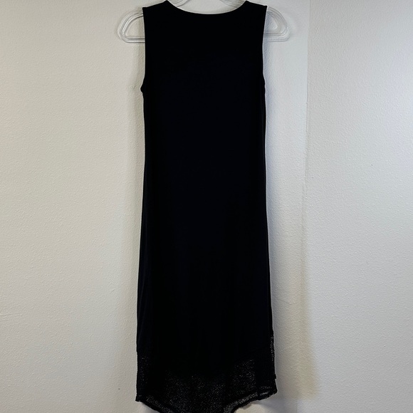 Eileen Fisher Black Tank Handkerchief Net Hem Midi Dress Size XS - Picture 7 of 8
